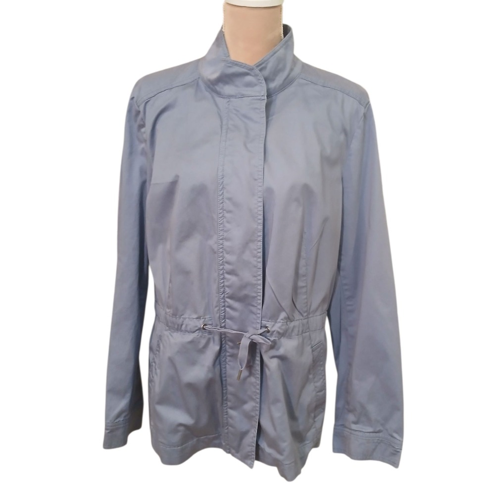J Jill Purple Cotton Spandex Drawstring Waist Utility Jacket Women Large Fall